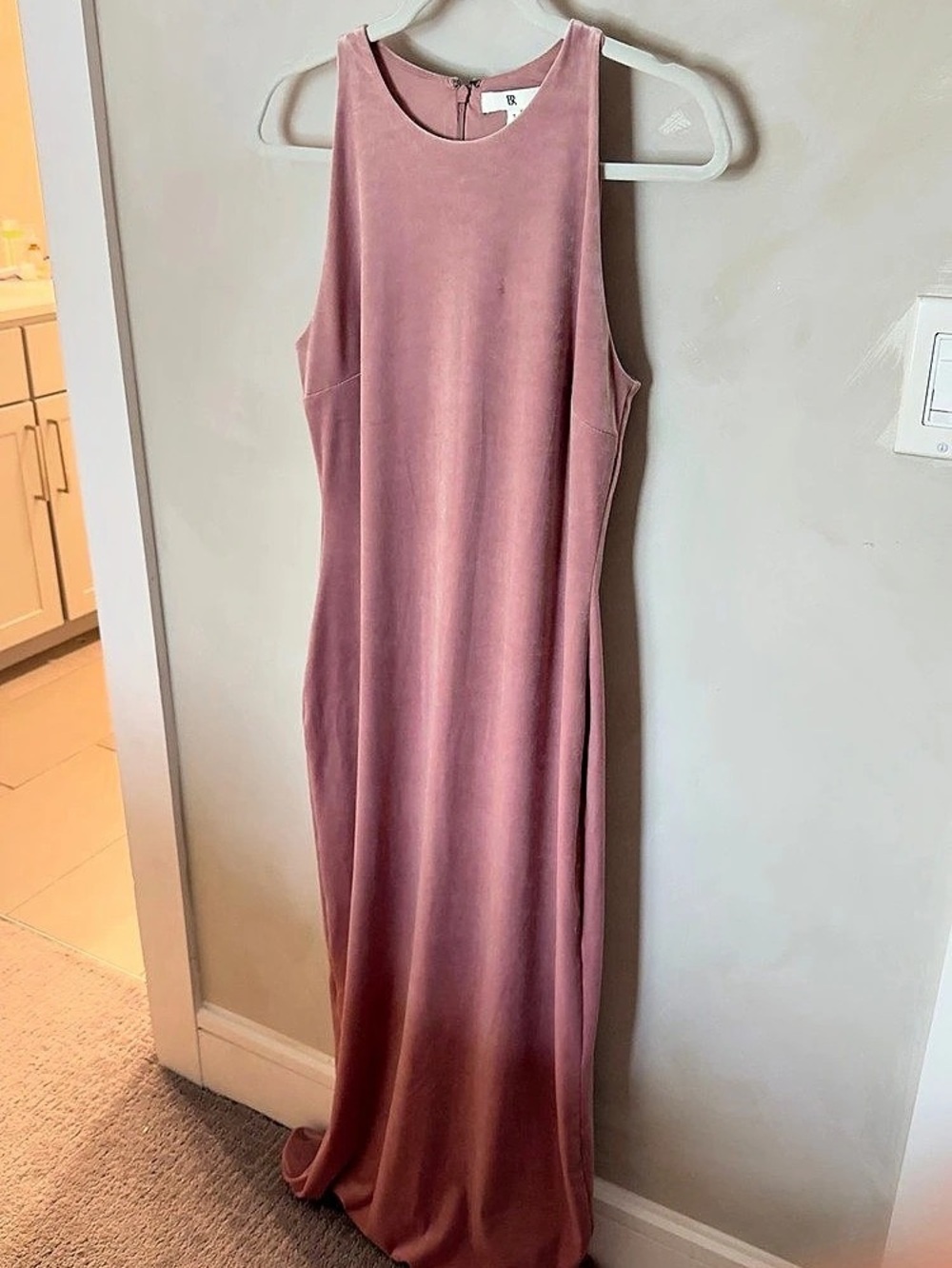 Banana Republic Stretch-Velvet Maxi Dress Pink Small